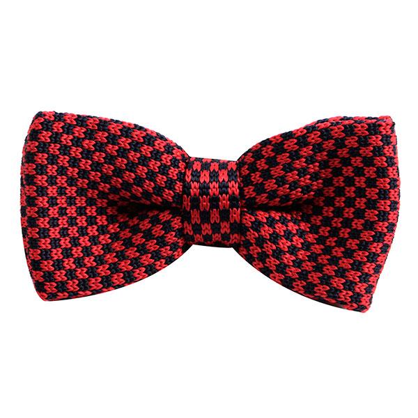 Red & Navy Scale Knitted Bow Tie - Tie Doctor