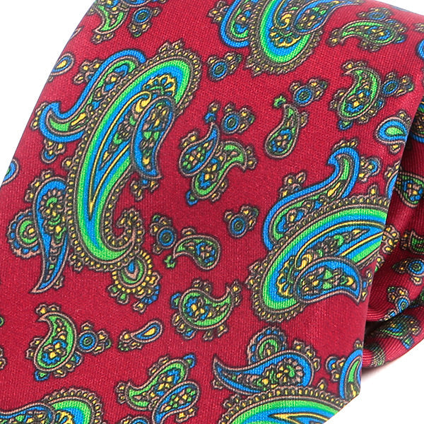 Red Frederick Bold Paisley IMS Motif Print Tie - Tie Doctor  