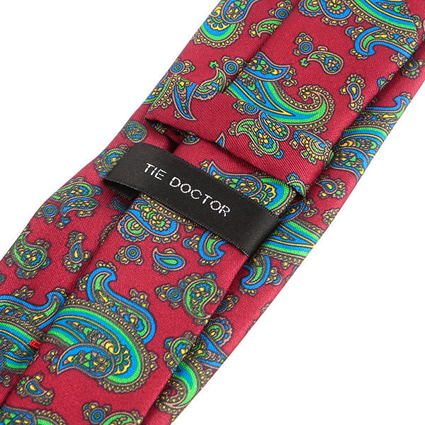 Red Frederick Bold Paisley IMS Motif Print Tie - Tie Doctor  