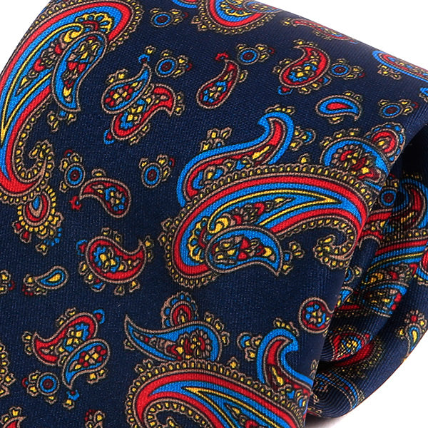 Navy Blue Frederick Bold Paisley IMS Motif Print Tie - Tie Doctor  