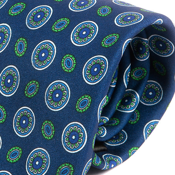 Blue & Green Spaced Medallion Motif IMS Tie - Tie Doctor  