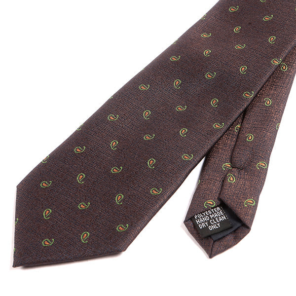 Brown And Green Hue Mini Paisley Tie 7.5cm - Tie Doctor  
