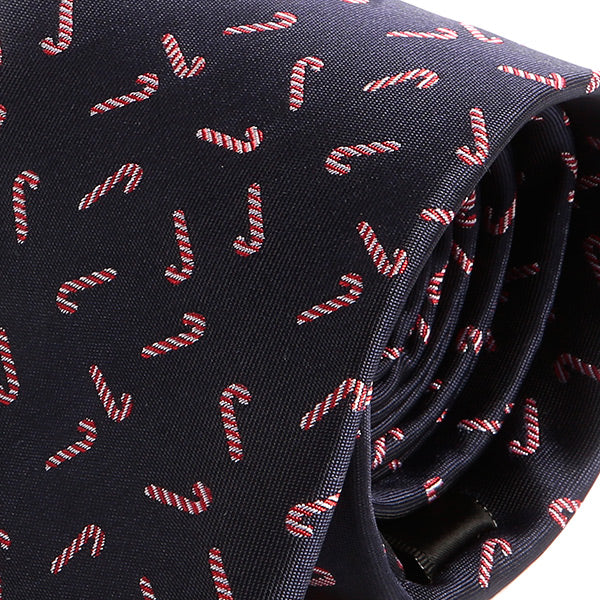 Navy Blue Candy Cane Pattern 7.5cm Ply Tie - Tie Doctor  