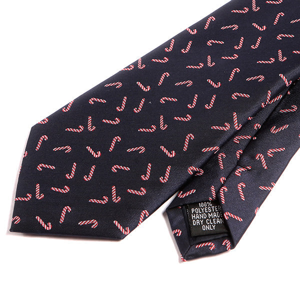 Navy Blue Candy Cane Pattern 7.5cm Ply Tie - Tie Doctor  