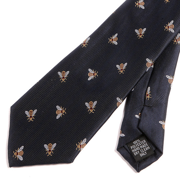 Navy Blue Bumblebee Pattern Tie 7.5cm - Tie Doctor  