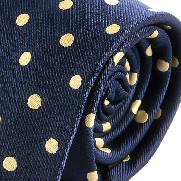Navy Blue Tie with Yellow Polka Dots - Tie Doctor  