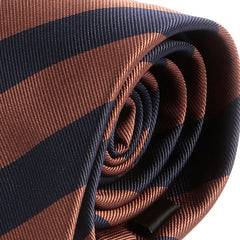 Brown & Navy Blue Slim Stripe Tie - Tie Doctor  