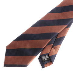 Brown & Navy Blue Slim Stripe Tie - Tie Doctor  