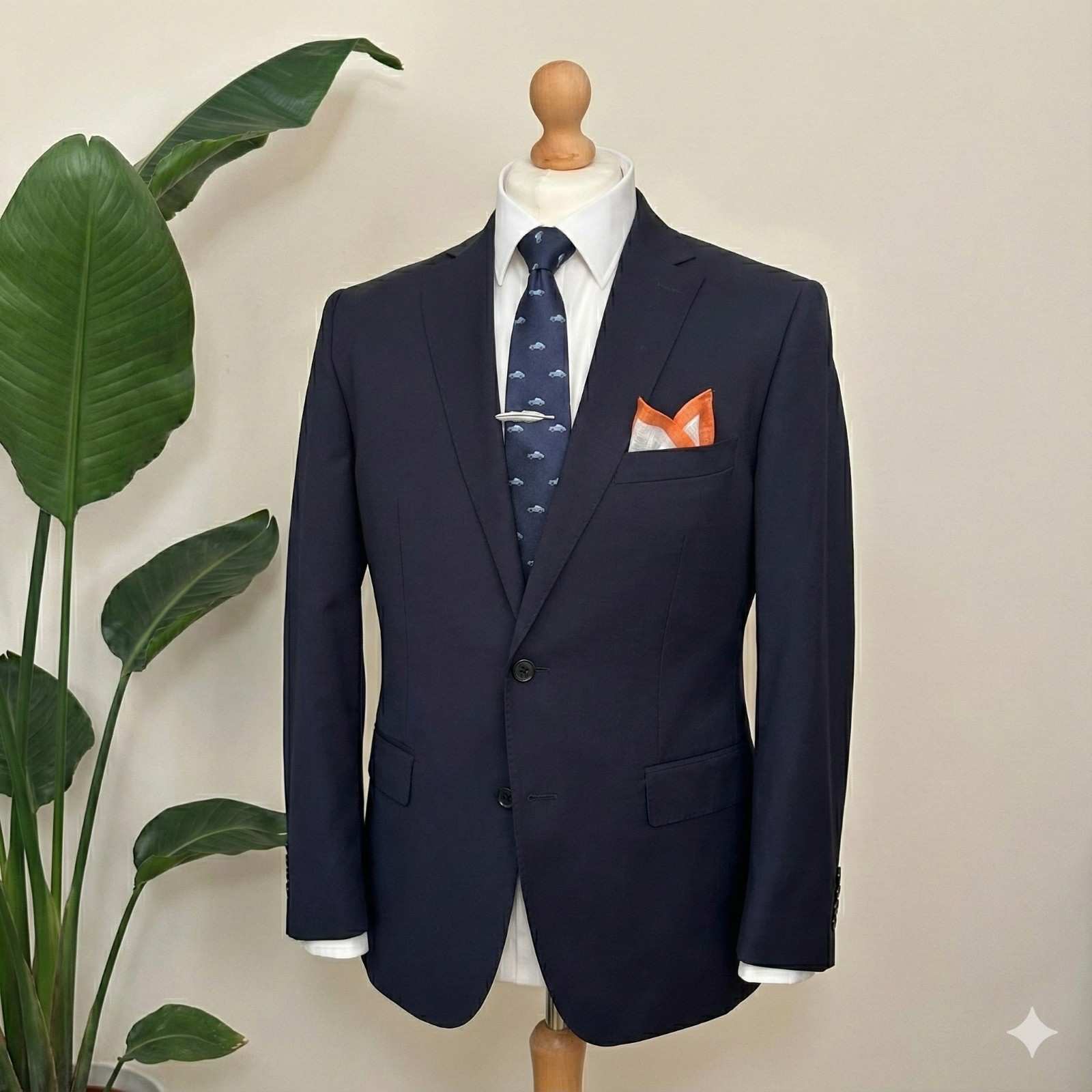 Blue Sports Car Pattern 7cm Ply Tie