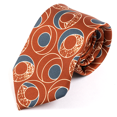 Brown Crescent Geometric Tie 8cm