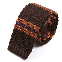 Brown And Purple Striped Silk & Wool Knitted Tie - Tie Doctor  