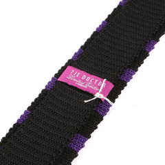 Dexter Purple & Black Striped Silk Knitted Tie 6cm - Tie Doctor  