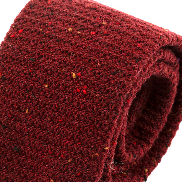 Dark Red Crimson Raised Wool Knitted Tie