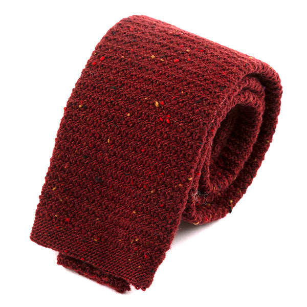 Dark Red Crimson Raised Wool Knitted Tie