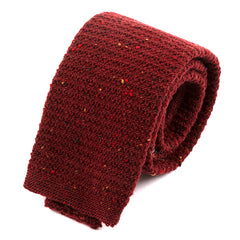 Dark Red Crimson Raised Wool Knitted Tie
