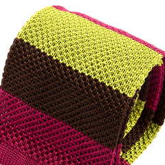 Magenta & Green Pop Silk Knitted Tie