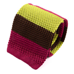 Magenta & Green Pop Silk Knitted Tie