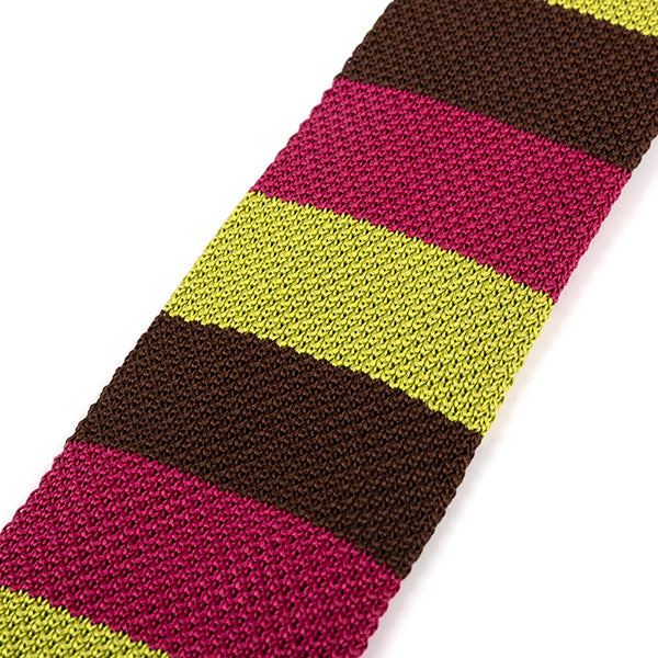 Magenta & Green Pop Silk Knitted Tie