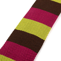 Magenta & Green Pop Silk Knitted Tie