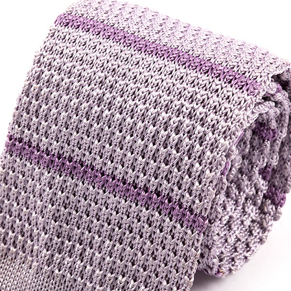 Purple Primrose Striped Silk Knitted Tie