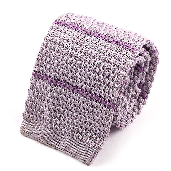 Purple Primrose Striped Silk Knitted Tie