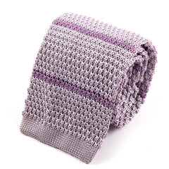 Purple Primrose Striped Silk Knitted Tie
