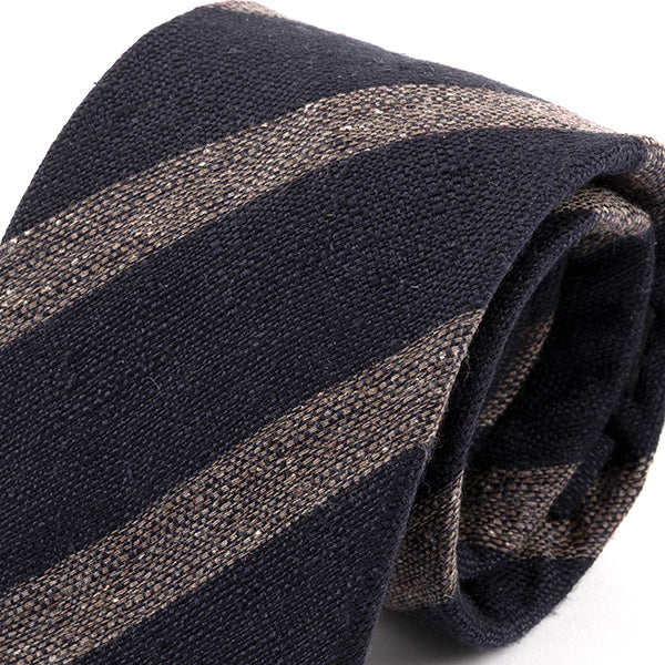 Blue & Brown Ashcroft Striped Wool Tie 8cm