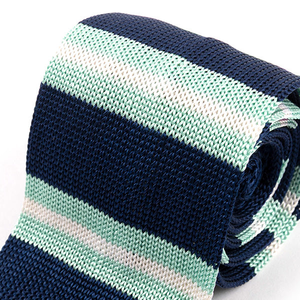 Blue Portofino Striped Silk Knitted Tie