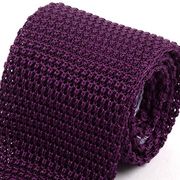 Dark Purple Silk Knitted Tie 7cm