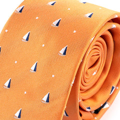 Light Orange Sailboat Pattern Tie 6.5cm