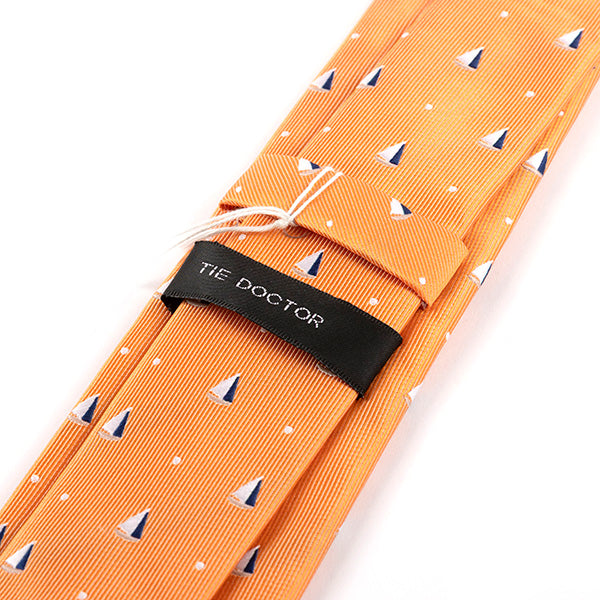Light Orange Sailboat Pattern Tie 6.5cm