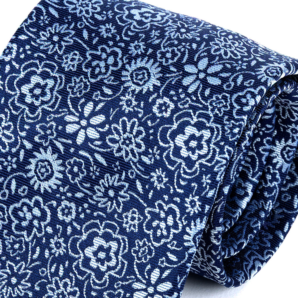 Blue Ocean Inspired Floral Pattern Tie 8cm