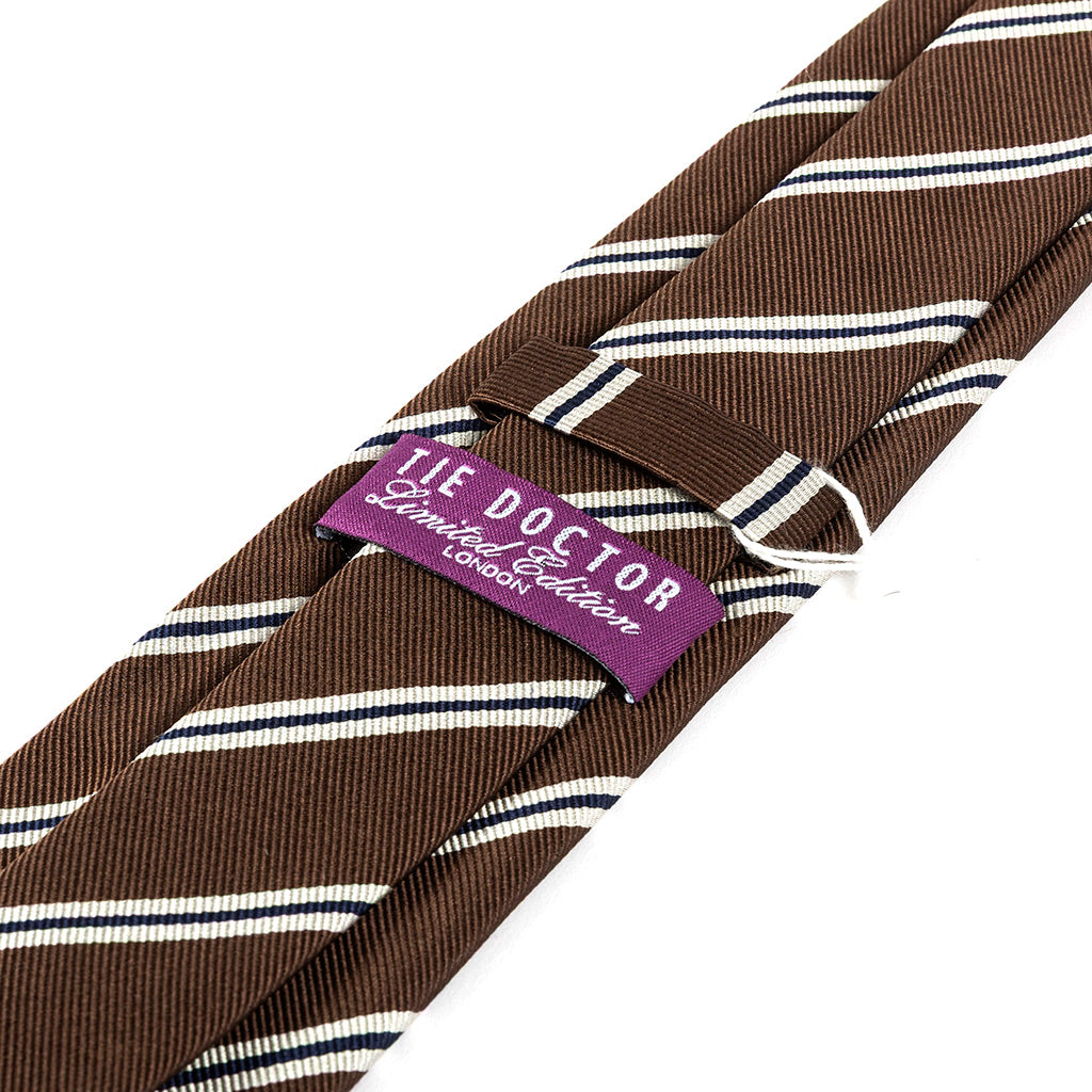 Bakerloo Brown Striped Slim Silk Tie 7.5cm