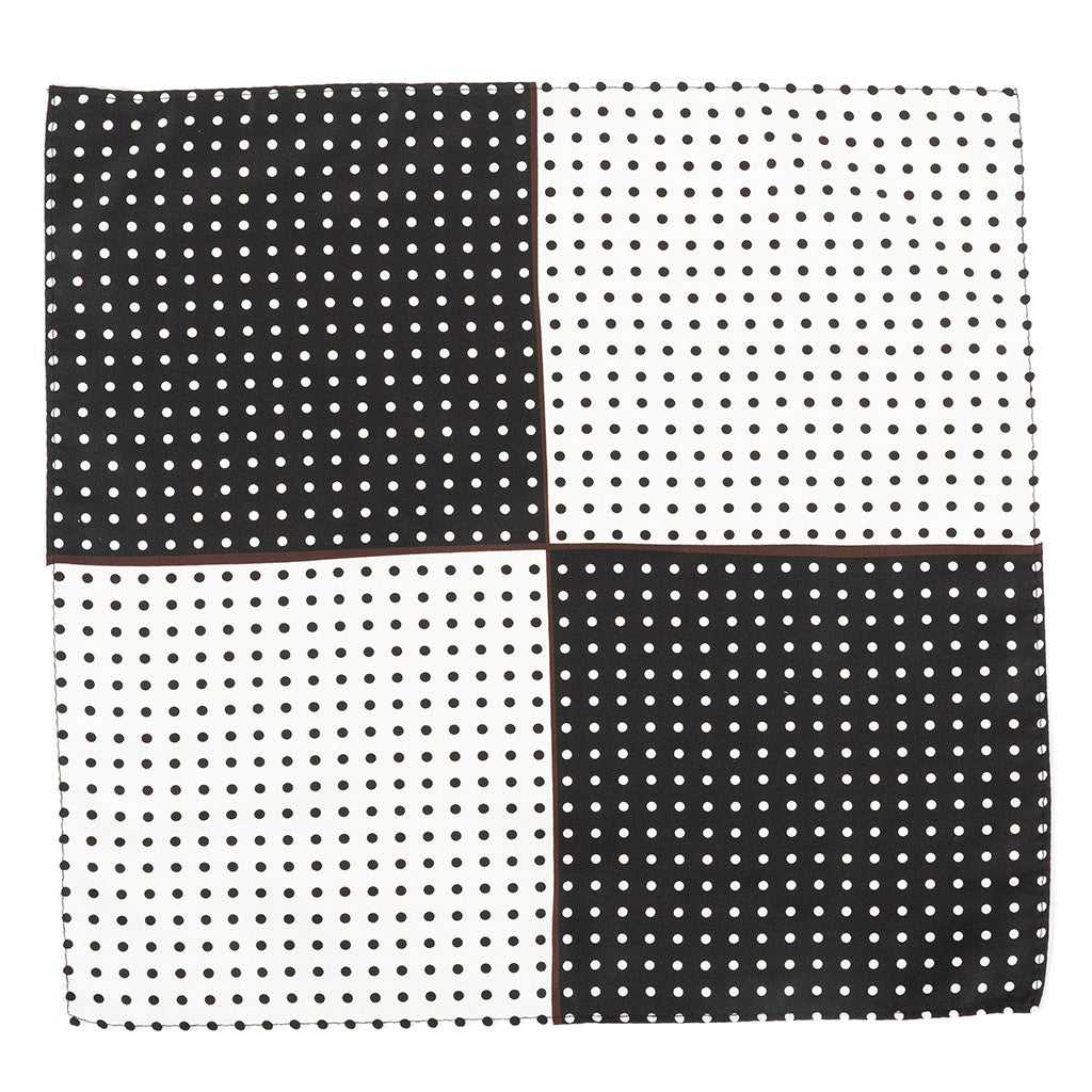 Black Quadrant Dotted Pocket Square 30cm