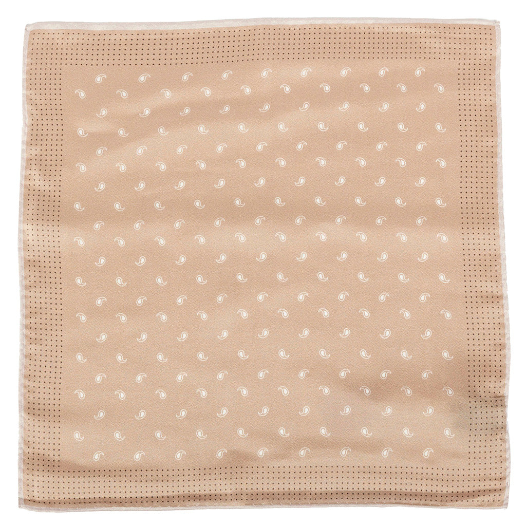Cream Windsor Paisley Silk Pocket Square