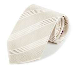 White Striped Silk Tie 8cm