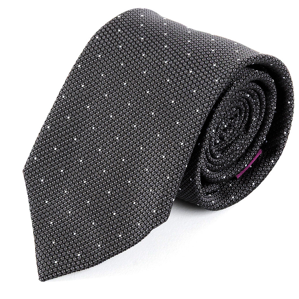 Grey Polka Dot Silk Tie 8cm
