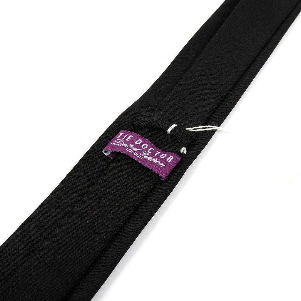 Morvo Plain Black Wool Tie 8cm