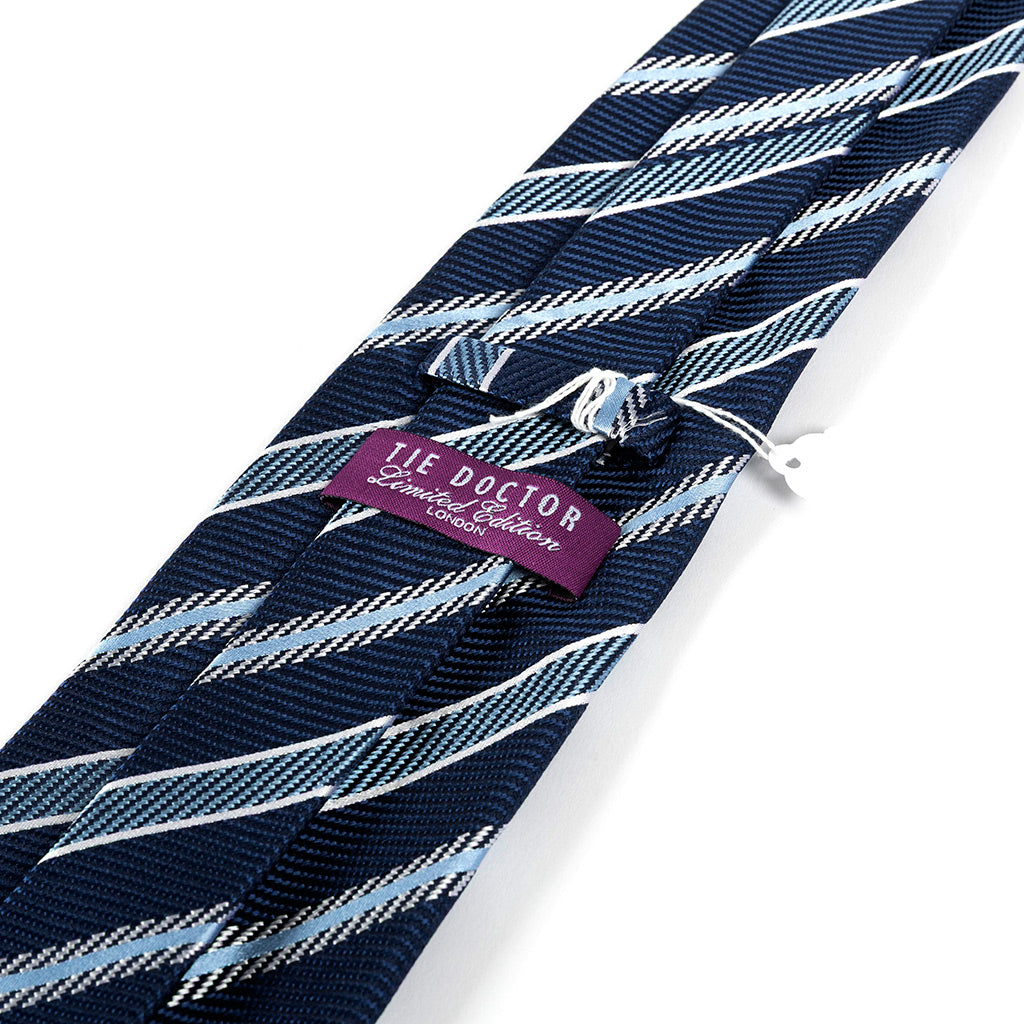 Imperial Blue Striped Wide Silk Tie 10cm