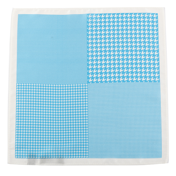 Kales Light Blue Houndstooth Pocket Square 32cm