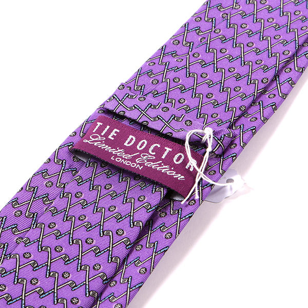 Purple Golf Club & Ball Print Silk Tie 7.5cm - Tie Doctor  