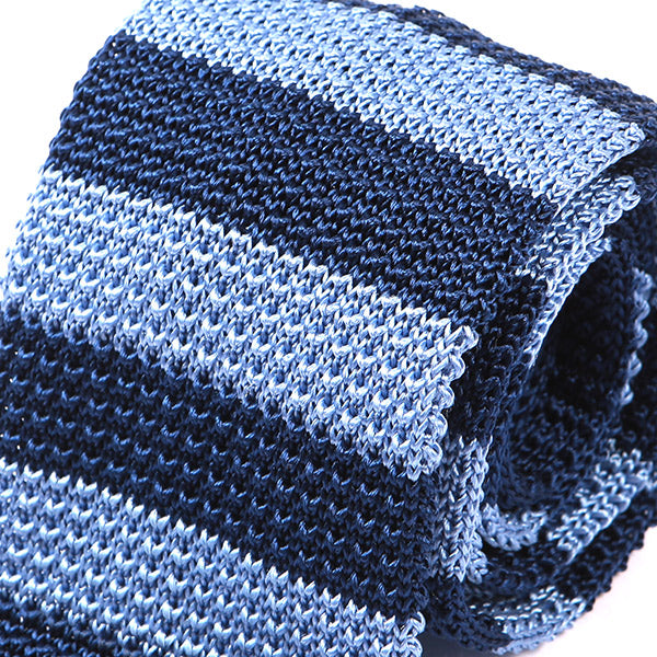 Dexter Blue Striped Silk Knitted Tie 6cm - Tie Doctor  