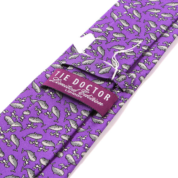 Purple Whale Print Silk Tie 7.5cm - Tie Doctor  