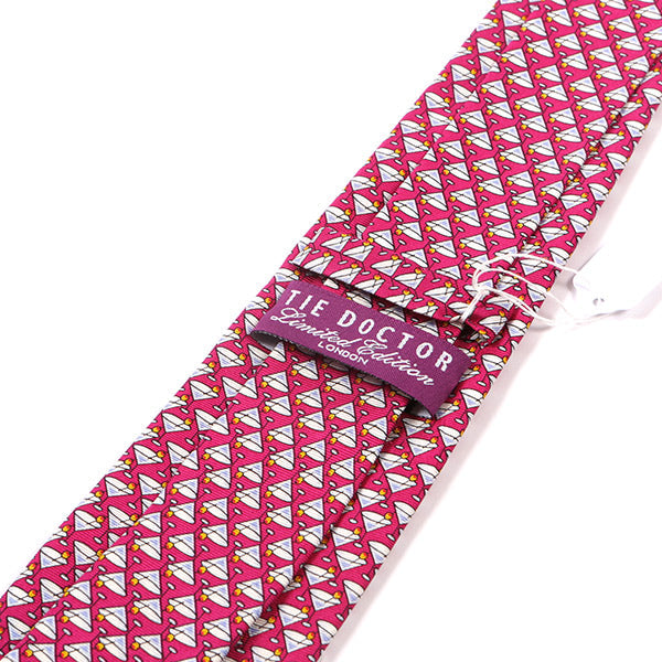 Dark Pink Martini Print Silk Tie 7.5cm - Tie Doctor  