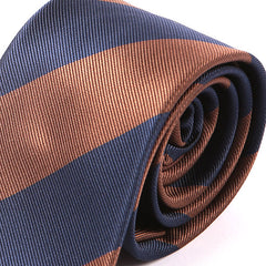 Navy Blue & Brown Thick Stripe Tie 7.5cm - Tie Doctor  