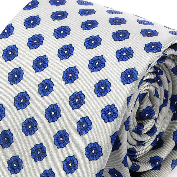 Lars Blue And White Floral Motif Tie - Tie Doctor  