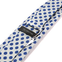 Lars Blue And White Floral Motif Tie - Tie Doctor  