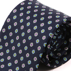 Classic Navy Blue Mini Floral Motif Tie - Tie Doctor  