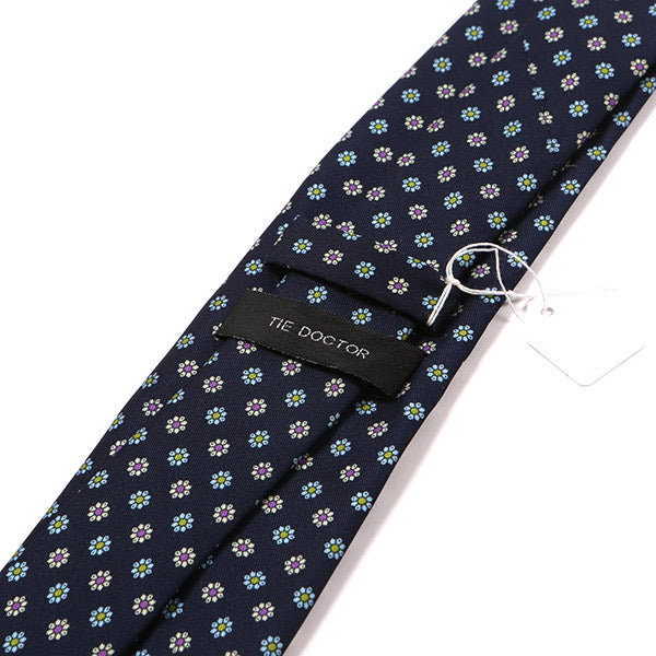 Classic Navy Blue Mini Floral Motif Tie - Tie Doctor  
