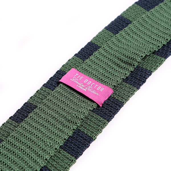 Green Wide Silk Tie Knitted Stripe 6.5cm - Tie Doctor  